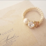 《再々販》キラキラ並んだコットンパールとビジューのtwinkle*ring☆秋冬デザイン