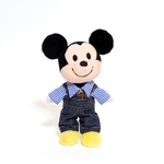 【ぬいもーずＡ　ミッキー用】青ギンガムチェックシャツとデニムオーバーオールパンツのちょっぴりお得２点セット