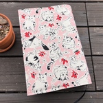 単行本ハードカバー用ブックカバー★ねこ+赤いお花★手描き風♪