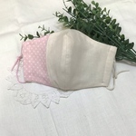 立体マスクMサイズ　ベージュ✖️ピンクドット