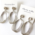 《チタンピアス》【silver】swarovski × quadruple oval charm pierce