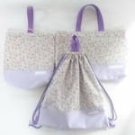 【ynkkt様専用】ラベンダー花柄 レッスンバッグ&上靴入れ&体操服入れ 3点セット