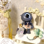  「モンスターファクトリー用お洋服」リバティロンパース(青リボン)