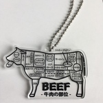 透明タイプ　牛肉の部位　ver黒色　キーホルダー