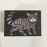 手描き キジトラ猫の木箱 小物入れ 原画 手書き 猫 絵 絵画 イラスト アート