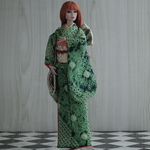 正絹袷中振袖帯付き4点セット翠総絞り【Barbie, PoppyParker, 1/6 ドール服 29センチ 着物】