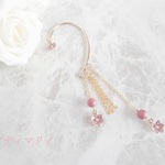 ＊フラワー＊ピーモンタイトと揺れるパープルピンクなイヤーフック