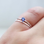 【2本セット】silver925　0.1ct 選べる天然石リング＆キラキラカットリング／ 重ね付け・ピンキーリング・0.1ct・誕生石・天然石・アレルギー対応・色落ちしない・サファイア・ルビー