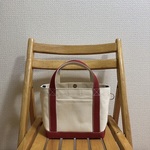 「シンプルトート」小サイズ「生成り×キャニオンレッド」帆布トートバッグ 倉敷帆布