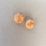 7732 フランス ヴィンテージボタン 17mm×2個  オレンジ　アプリコット 