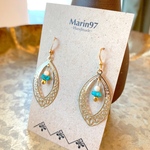 アジアンテイスト＊ターコイズ×サンゴ×ウッド＊ピアス/イヤリング