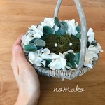 かごリングピロー(あじさいとユーカリ)