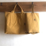 渋み綿麻キャンバスのレッスンバッグ♡上履き入れ♡マスタードイエロー