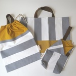 【再販３】通園・通学セット(グレーボーダー×黄色)【男の子】【通園・通学】(School bag set(gray/yellow))