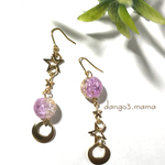 390円2トーンクラックガラス☆メタルパーツのピアス/イヤリング