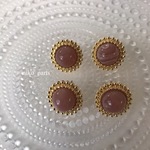 【ピアスパーツ】ゴールド　スモーキーピンク　4個