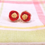 水引細工　梅結びピアス（赤）