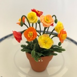 ポピーの花鉢 1 ミニチュア　樹脂粘土