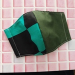 ハンドメイド 立体マスクLサイズ ハーフシリーズ 和柄グリーン