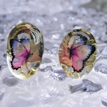 ヒマラヤ水晶のピンクバタフライピアス