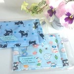 ねこ&ぶたちゃん☆ガーゼ子供用マスク２枚♪サックス系 a221