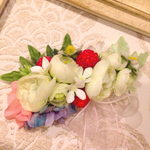 バラと紫陽花とラズベリーのバレッタ