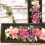 壁にも掛けれるフレームアレンジ　ブラウン　横長40㎝（クリアケース　pink &purple rose