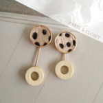：4pieces： import  design pierce set <ドット+ウッド>