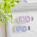 【再販】ちょうちょ刺繍のヘアクリップ (ベビー・キッズ)