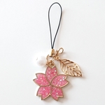 桜のストラップ♡ゴールドリーフ♡*。
