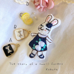🐇刺繍ブローチ🐇うさぎさんのおしゃれコーデ　上品なクラッシックローズワンピ【送料無料】