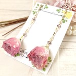 Rose&New Swarovski＊ピンク（ピアス・イヤリング）　ドライフラワー/レジン