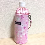 和風和柄の保冷ペットボトルホルダーピンク桜柄