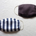 手作りマスク　チャコール　シンプルリネン立体マスク　