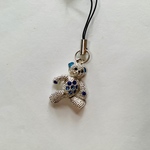 ブルーのキラキラクマちゃんストラップ　