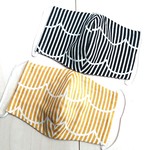 ▼立体マスクSET／大人用▼４重当てガーゼ２枚付き▼(波ボーダーストライプ／ブブラック)(波ボーダーストライプ／マスタードイエロー)   