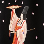 山…様専用  手描き　桜と白拍子Tベスト