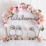 文鳥トリオのWelcomeお花見リース