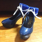 パンプス用♡付け襟風フェルトアクセ(ブルー)
