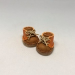 オビツ11 サイズ 編み上げシューズ  オレンジ×キャメル