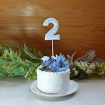 星柄ブルー#２*ケーキトッパー(フェイククッキー）