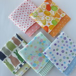 20×20　お得な5枚セット　４重ガーゼハンカチ　うさぎ＆ちょうちょ