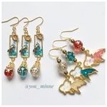和風・桜灯りに舞う金魚/ピアス/ノンホールピアス