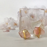 桜の記憶＊Pink Opal×Rose Quartz＊金継ぎ／316L （GD）earring／2L size【Ⅱ】