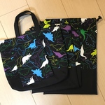 【オーダー品】線描き恐竜 黒の5点セット