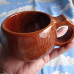 　欅の一木彫りコーヒーカップ