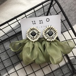 チェコビーズ刺繍×greenシフォンピアス・イヤリング
