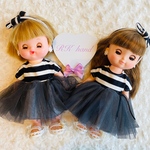 【オーダー】ボーダーチュールワンピース♡メルちゃん ソランちゃん 服 ワンピース