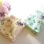 おふろパンダ☆８重ガーゼハンカチ(20×20cm)２枚組♪イエロー&ライム a278
