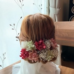 髪飾り ヘア飾り 赤グリーン 卒業式 袴 成人式 七五三 結婚式 ウェディング プリザーブド あじさい かすみ草
